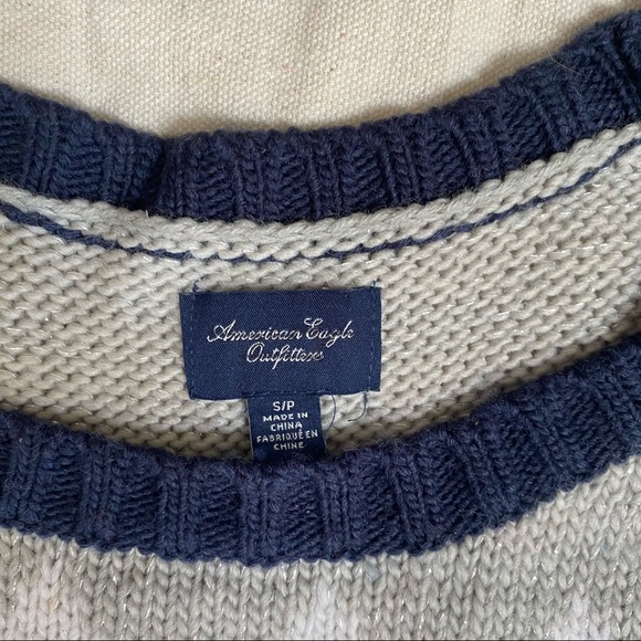 American Eagle Navy Fair Isle Sweater - Picture 3 of 4